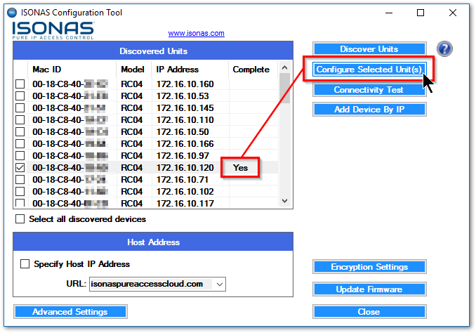 Configure Selected Units